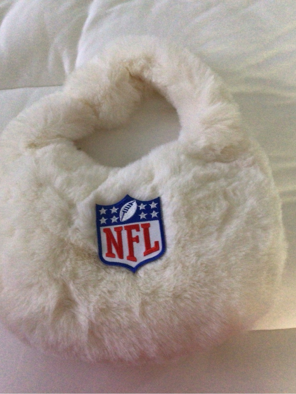 NFL Plush Bib in White with Blue and Red Logo
